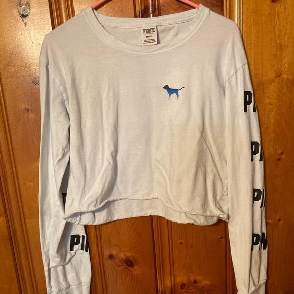 Size Medium Womens PINK long sleeves cropped top - Picture 2 of 5